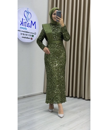 Boru Payet Omuz Detaylı Tesettür Abiye