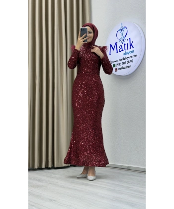 Boru Payet Omuzları Tüy Detaylı Abiye