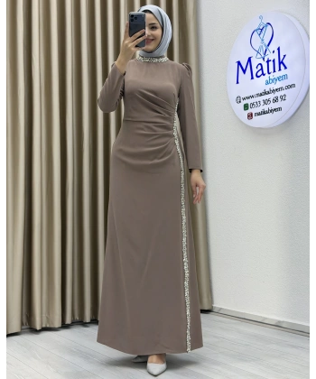 Çift Taraflı Krep Tesettür Abiye