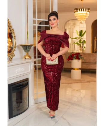 Gazel Organze Garnili Kadife Payet Abiye