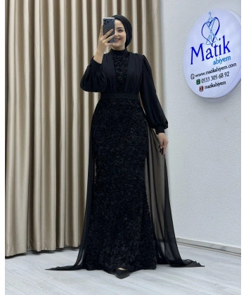 Gül Kumaş Şifon Detay Abiye