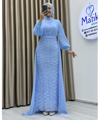 Gül Kumaş Şifon Detay Abiye