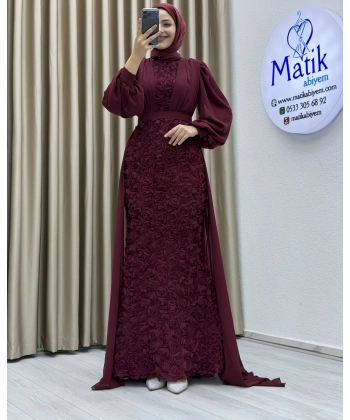 Gül Kumaş Şifon Detay Abiye