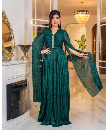 Mumlayt Taş Aksesuar Detaylı Abiye Elbise