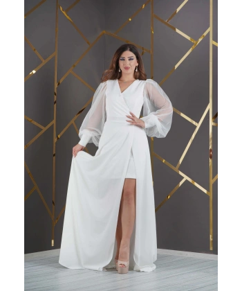 Önü Kısa Arkası Uzun Kolları Tül Tasarım Abiyemiz