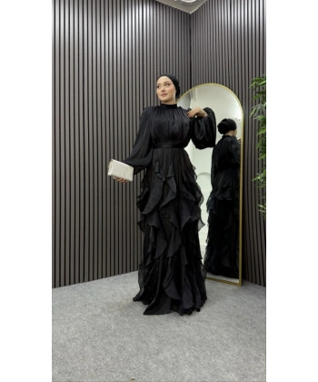 Royale Siyah Volan Abiye