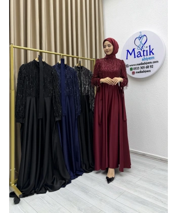 Saçaklı Payet Zara Saten Abiye