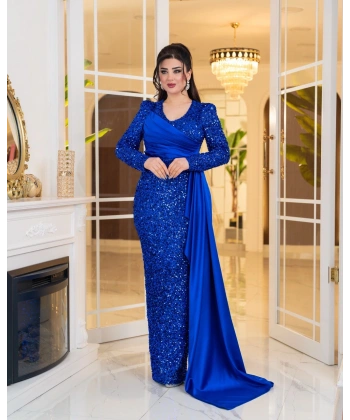 Saten Kuyruklu Payet Abiye