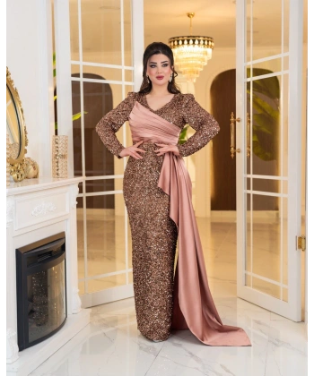 Saten Kuyruklu Payet Abiye