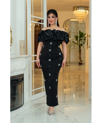 Scuba Monoray Tasarım Straplez Dekolteli Yırtmaçlı Elbise Abiye