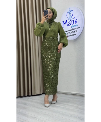 Sofia Garnili Boru Payet Tesettür Abiye