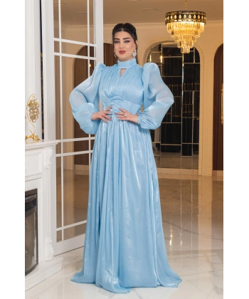 Sofya Tasarım Göğüs Dekolteli Yırtmaçlı Uzun Elbise Abiye