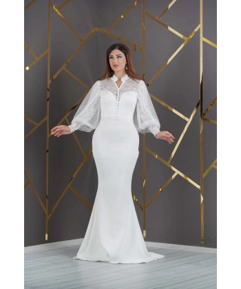 Üstü Likralı Dantel Altı Scuba Özel Tasarım Elbise