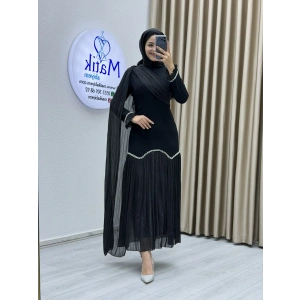 Sofia Kumaş Şifon Detaylı Abiye Elbise