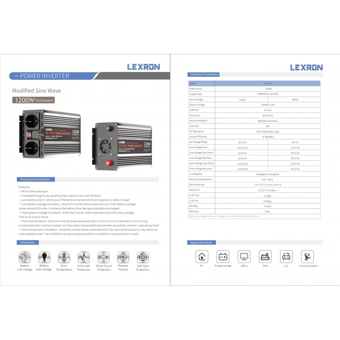 Lexron 1200W-24V Modifiye Sinüs İnverter