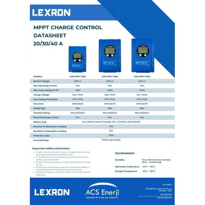 Lexron 30A MPPT Şarj Kontrol Cihazı