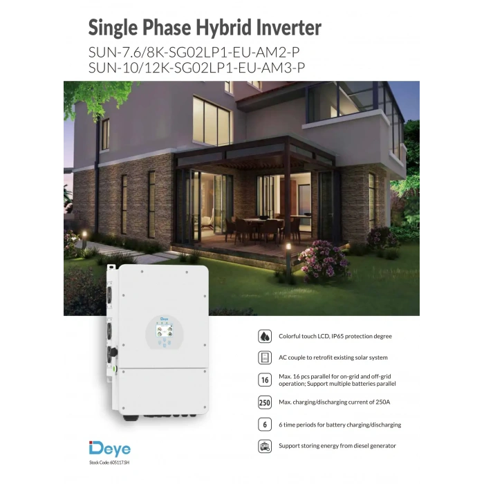 Deye 10 kW Monofaze LV Hibrit İnverter