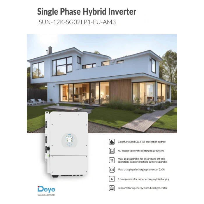Deye* 12 KW Monofaze LV Hibrit İnverter