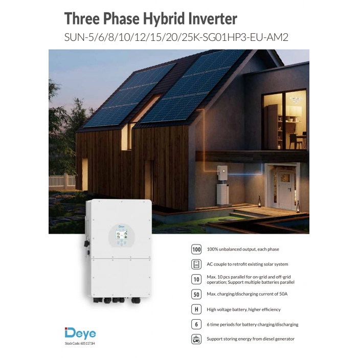 Deye 12 kW Trifaze HV Hibrit İnverter