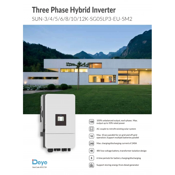 Deye 12 kW Trifaze LV Hibrit İnverter