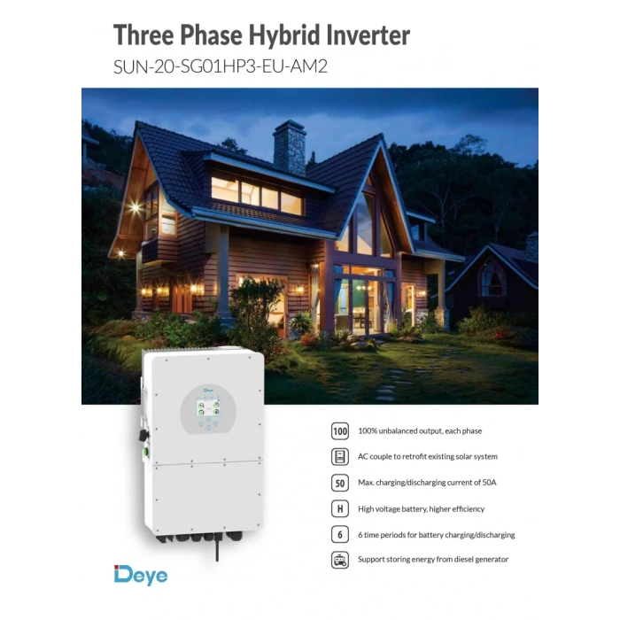 Deye 20 kW Trifaze HV Hibrit İnverter