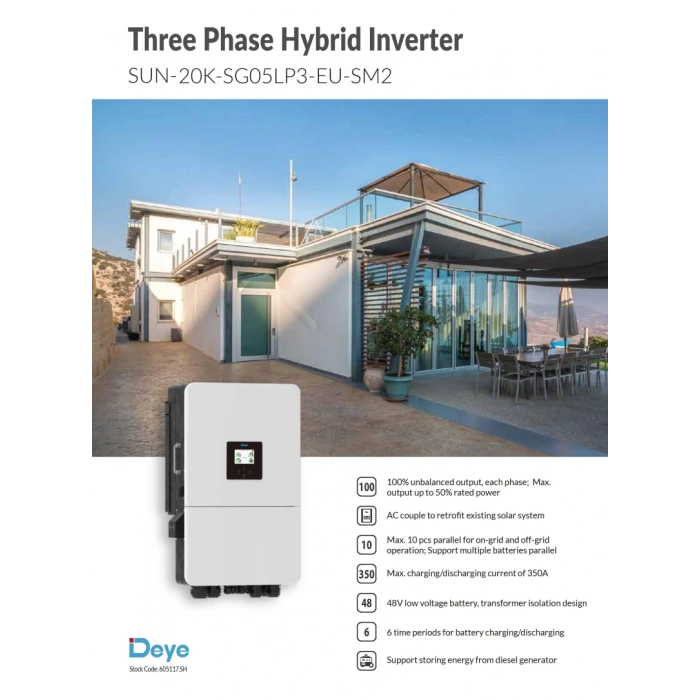 Deye 20 kW Trifaze LV Hibrit İnverter