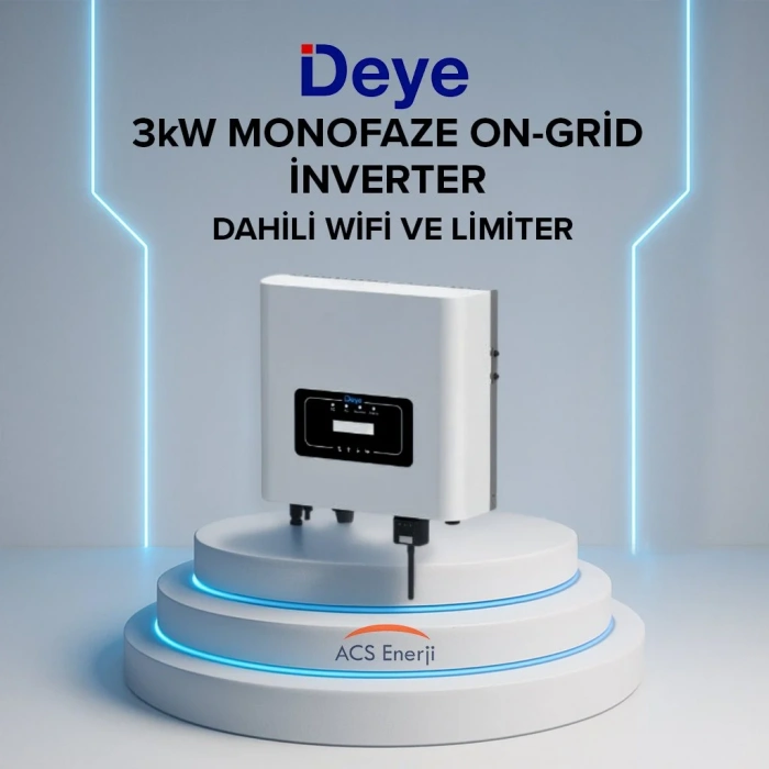 Deye 3 kW Monofaze On-Grid İnverter (Dahili Wifi ve Limiter)