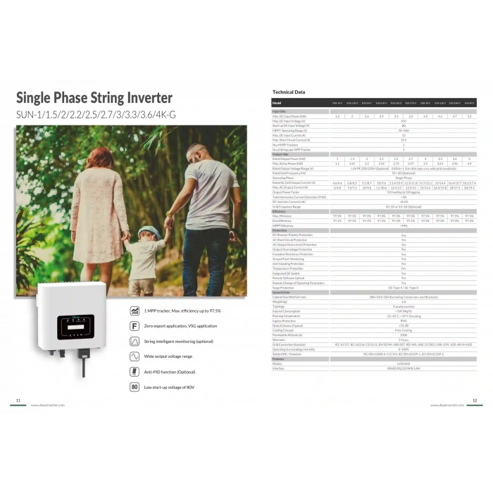 Deye 3 kW Monofaze On-Grid İnverter (Dahili Wifi ve Limiter)
