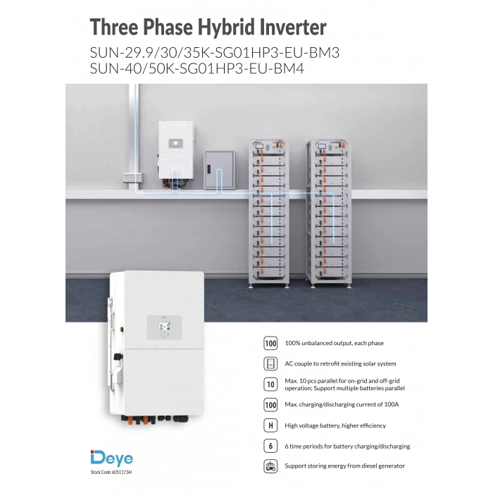 Deye* 30 KW Trifaze HV Hibrit İnverter