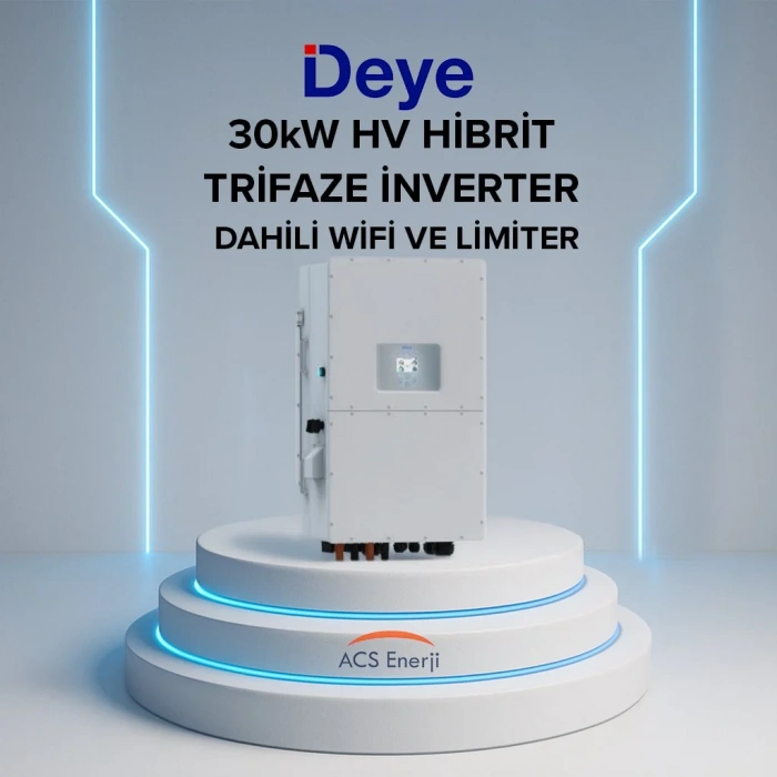 Deye 30 kW Trifaze HV Hibrit İnverter (Dahili Wifi ve Limiter)