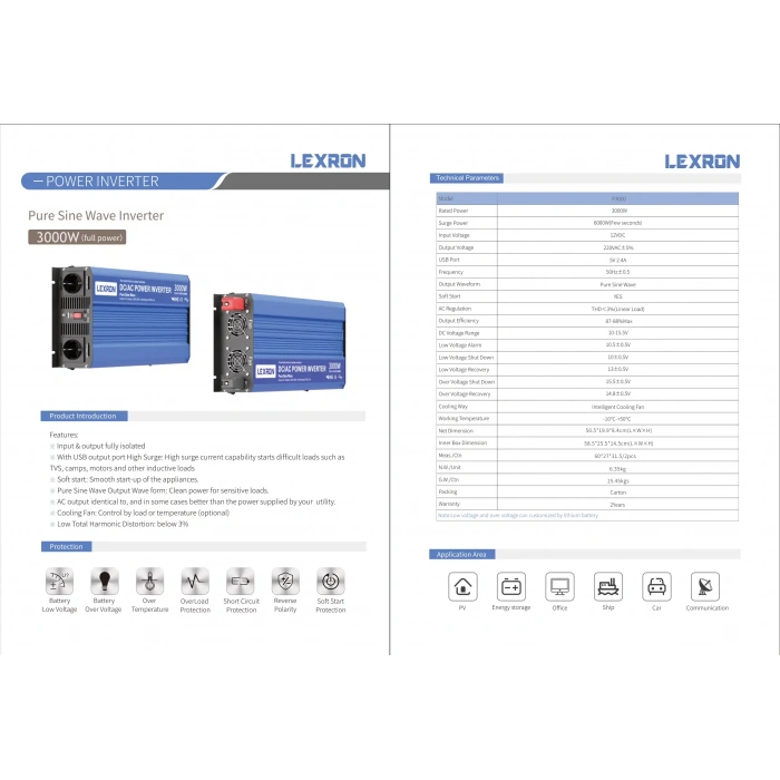 Lexron 12V 3000W Tam Sinüs İnverter