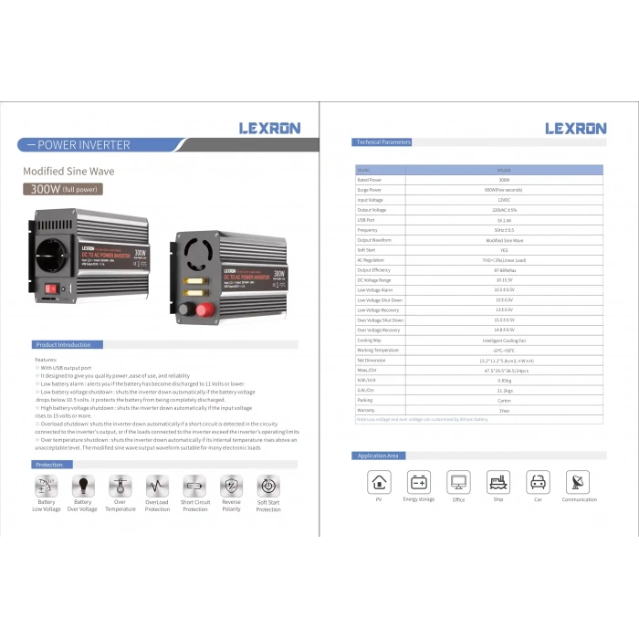 Lexron 12V 300W Modifiye Sinüs İnverter
