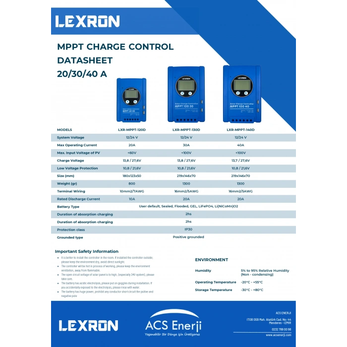 Lexron 30A MPPT Şarj Kontrol Cihazı