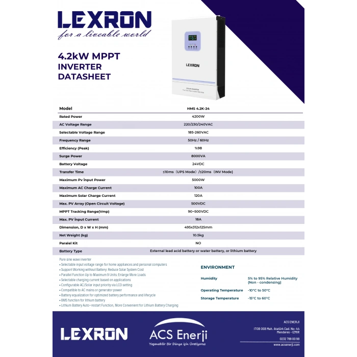Lexron 4.2KW HV MPPT Akıllı İnverter 24V