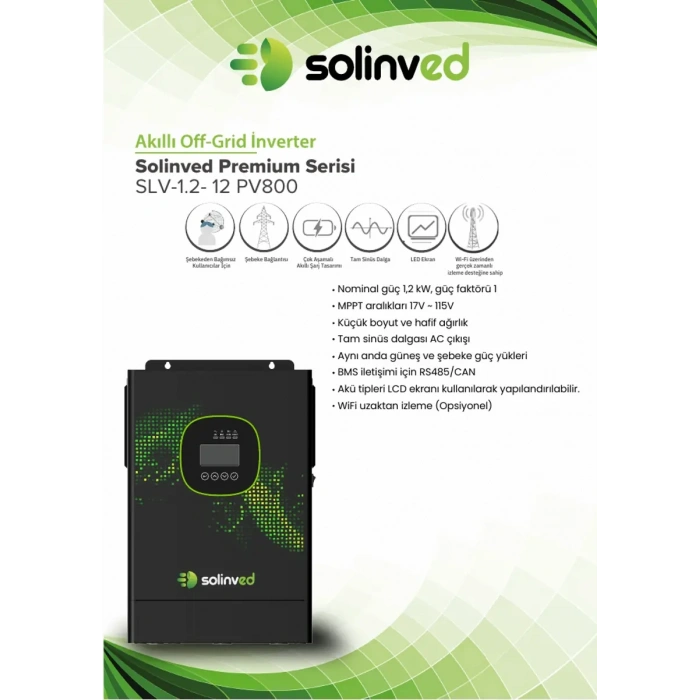 Solinved 1.2 kW 12V Gordion Serisi MPPT Off-Grid İnverter