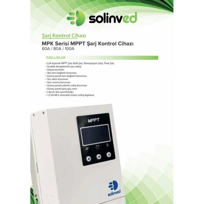 Solinved 100A Mppt Şarj Kontrol Cihazı 12V 24V 48V