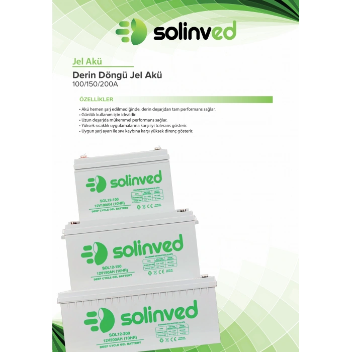 Solinved 12V 150 Ah Jel Akü