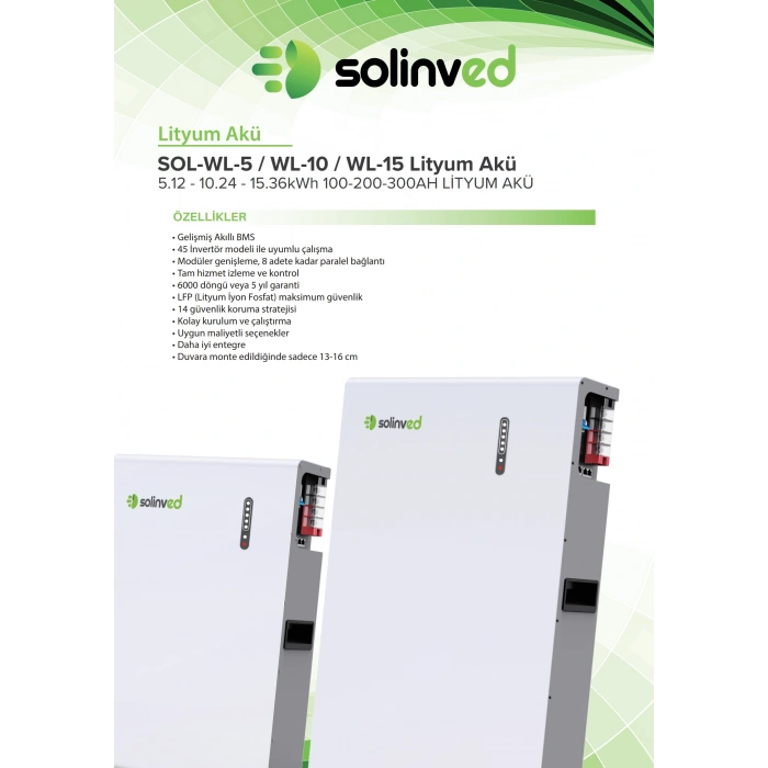 Solinved 15,36 KWH 300AH Lityum İyon Akü