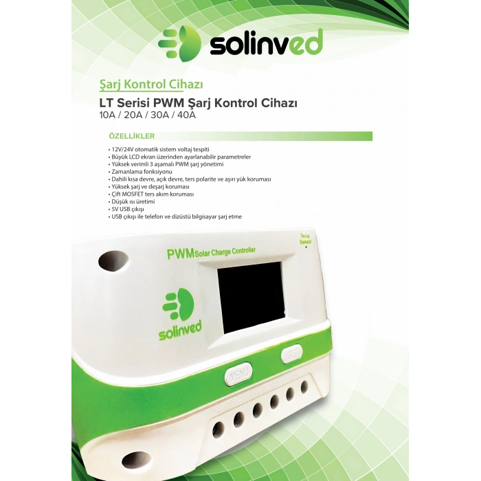 Solinved 30A PWM Şarj Kontrol Cihazı