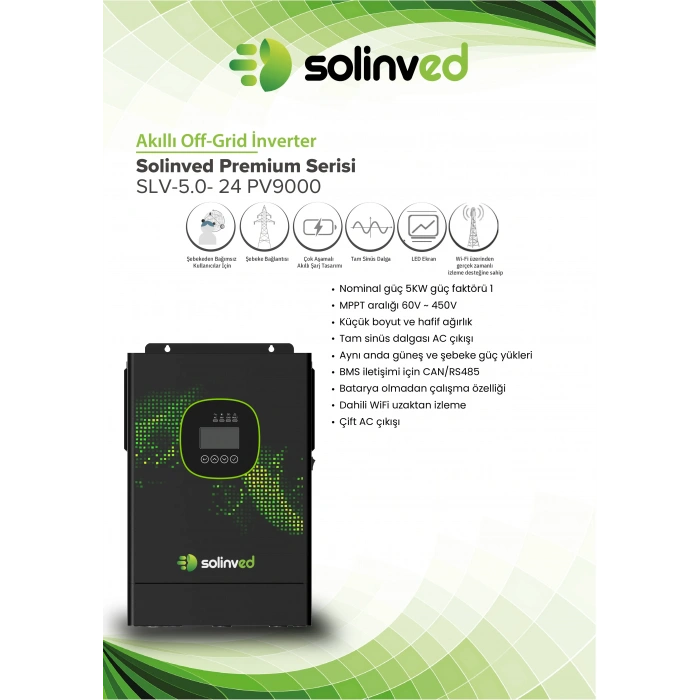 Solinved 5.0 kW Gordion Serisi MPPT Off-Grid Invertör 24V