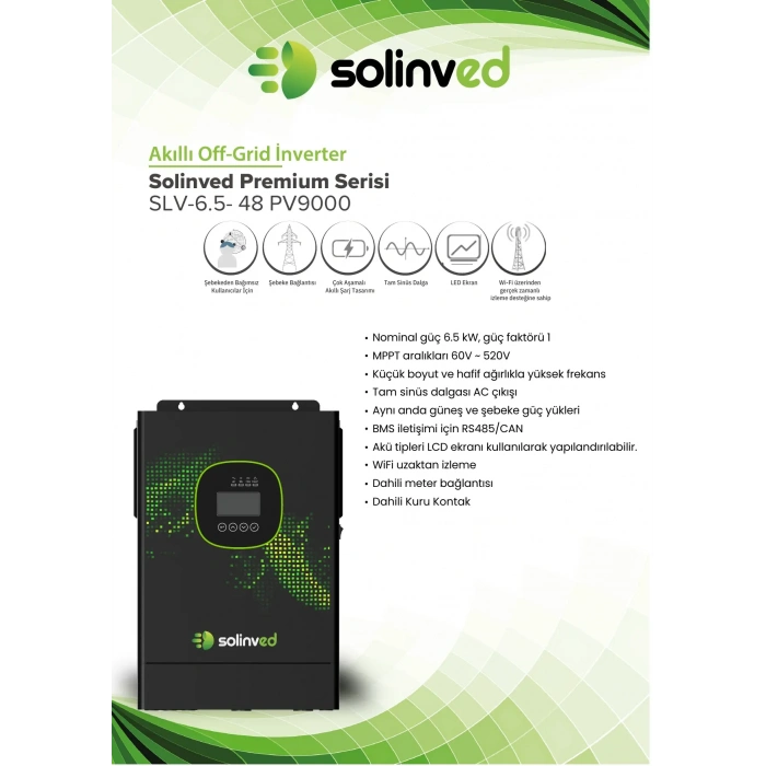 Solinved 6,5 kW Gordion Serisi MPPT Off-Grid Inverter