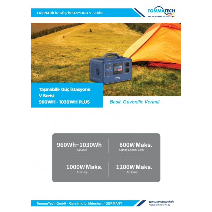 TommaTech 1030Wh Taşınabilir Güç Kaynağı