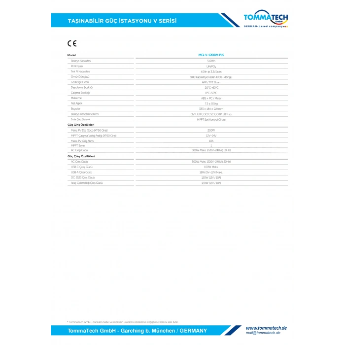 TommaTech 512Wh Taşınabilir Güç Kaynağı