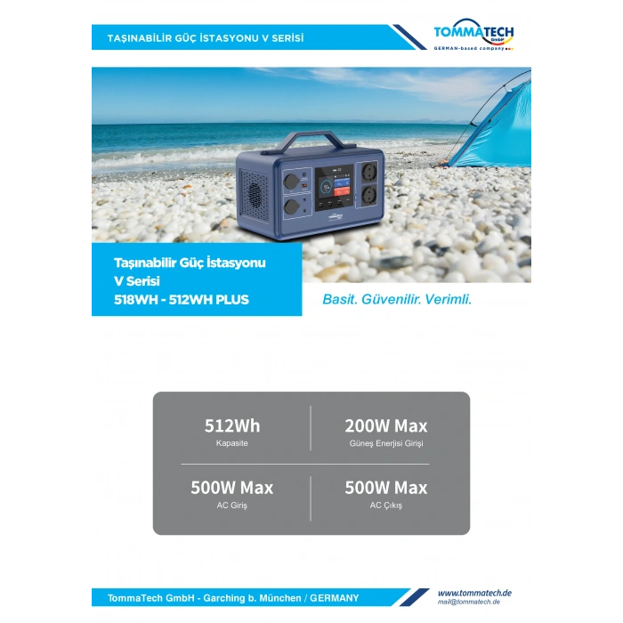 TommaTech 512Wh Taşınabilir Güç Kaynağı