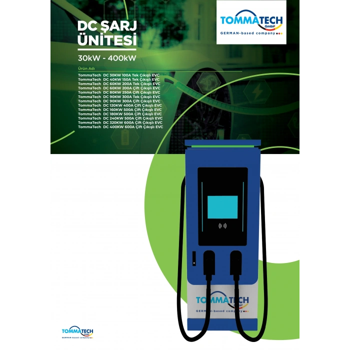 TommaTech DC 180kW Çift Çıkışlı Elektrikli Araç Şarj İstasyonu