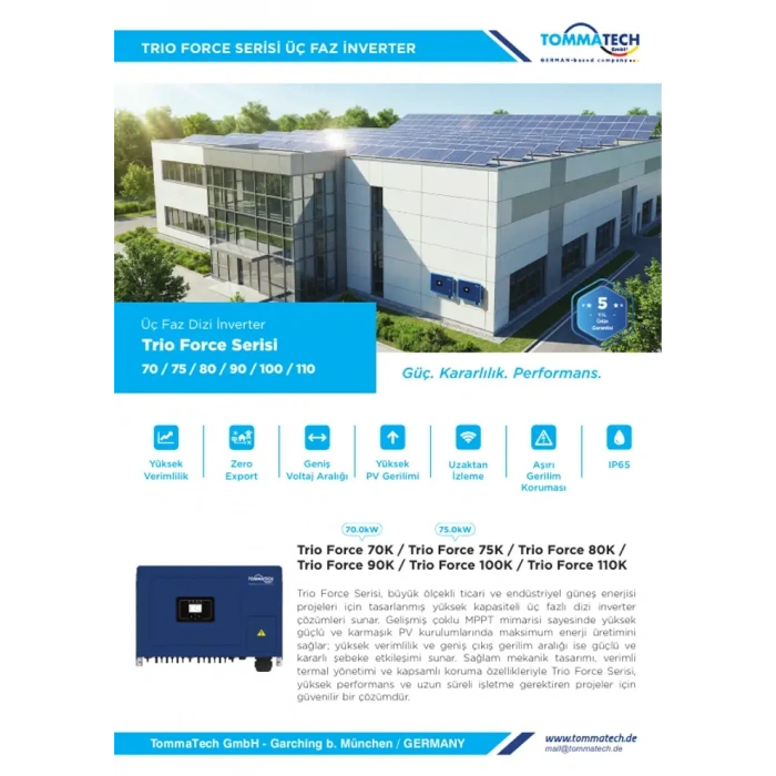 TommaTech Trio Force Serisi 100 kW Trifaze On Grid İnverter