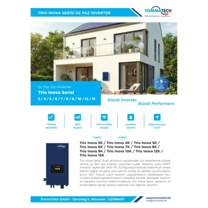 TommaTech Trio Inova Serisi 10 kW Trifaze On Grid İnverter