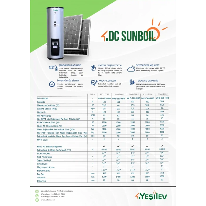YeşilEV Sunboil Solar Boyler 200 Litre