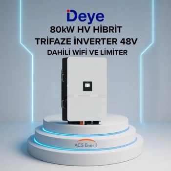 Deye 80 kW Trifaze HV Hibrit İnverter (Dahili Wifi ve Limiter)