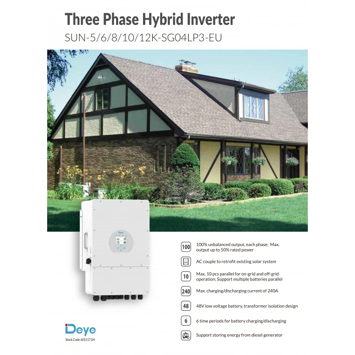 Deye 8 kW Trifaze LV Hibrit İnverter